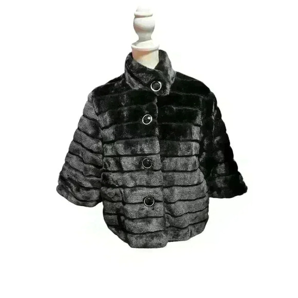 Cherokee Girl's XL 14/16 Faux Fur Coat Button Up with Red Lining - Picture 2 of 7